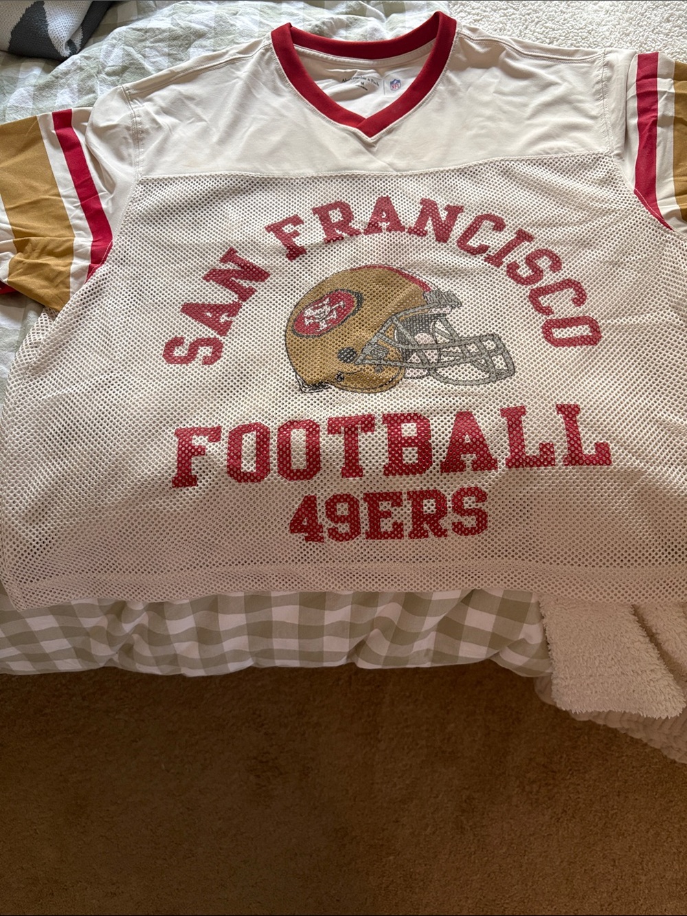 Mesh Football Jersey - White/Red/Gold